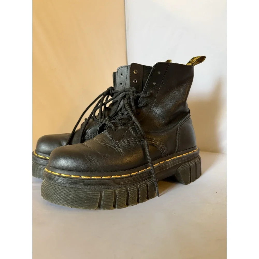 Dr. Martens Audrick 8-Eye Platform Boot Napa Soft Black Leather Combat Women's 6